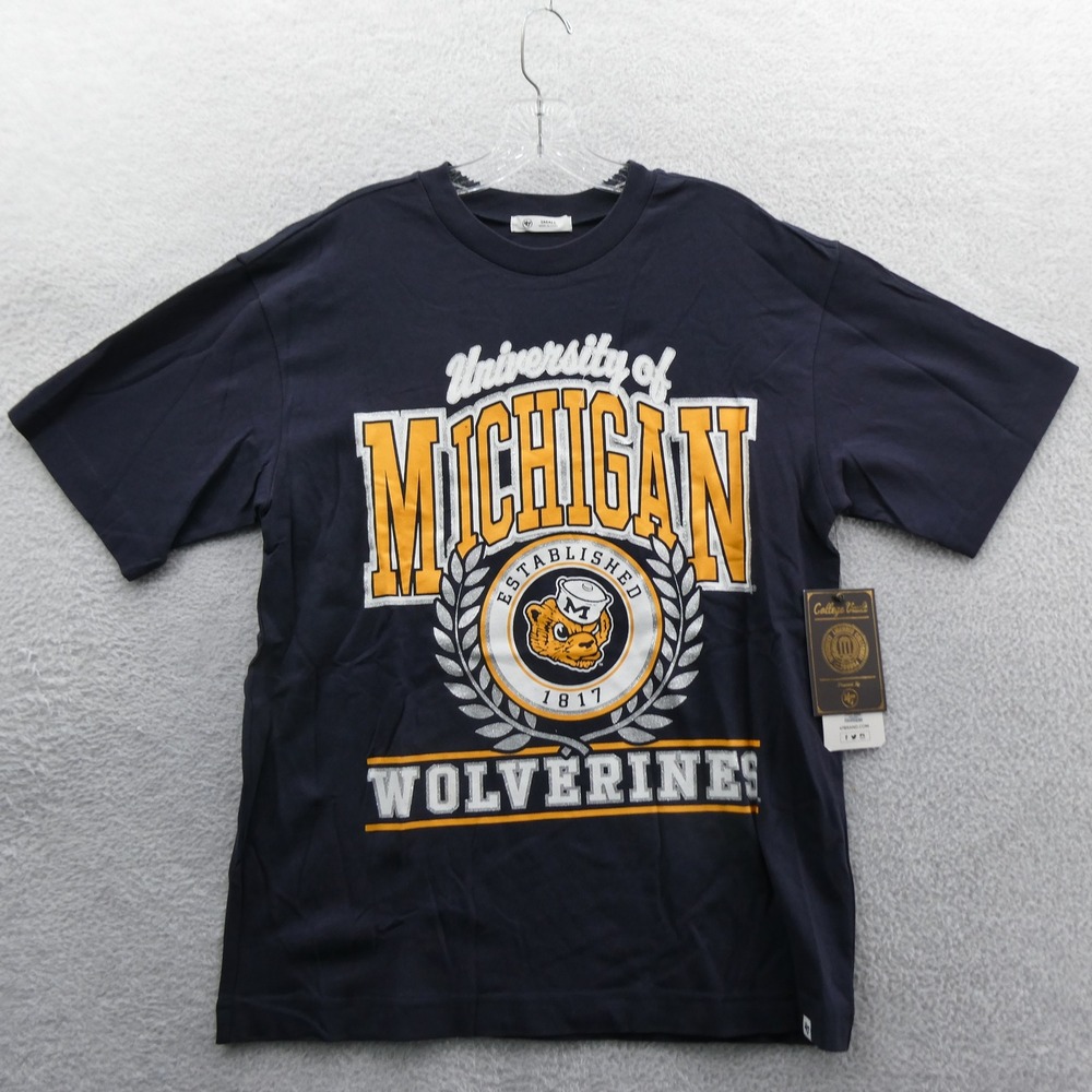 47 Brand Shirt Women Small Michigan Wolverines Navy Blue Loose Relaxed fit Top